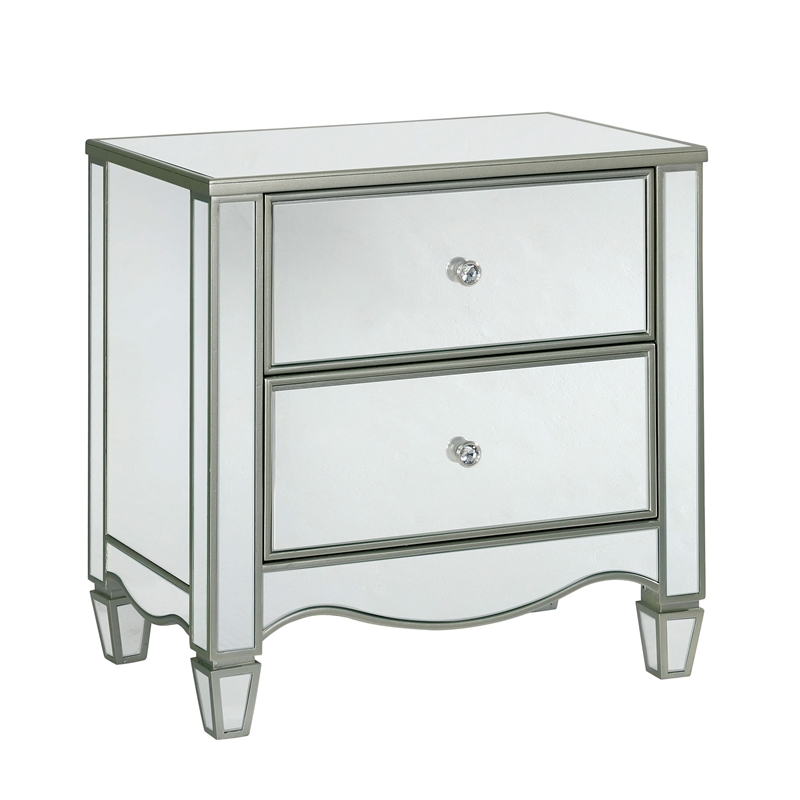 FOA Gavvi Glam 3-Piece Silver Wood Bedroom Set - Queen + Nightstand + Chest