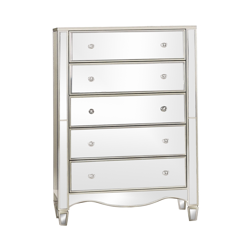 FOA Gavvi Glam 3-Piece Silver Wood Bedroom Set - Queen + Nightstand + Chest