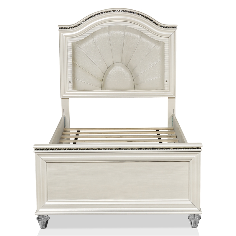 FOA Devado Contemporary 3-Piece White Wood Bedroom Set - Twin + 2 Nightstands