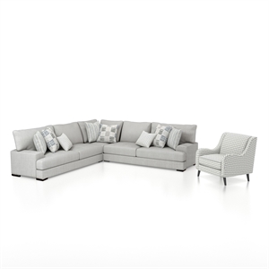 Furniture of America Alaska Transitional Fabric Sectional with Chair in Gray