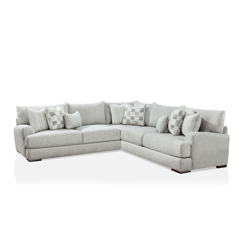 Furniture of America Alaska Transitional Fabric Sectional with Chair in Gray