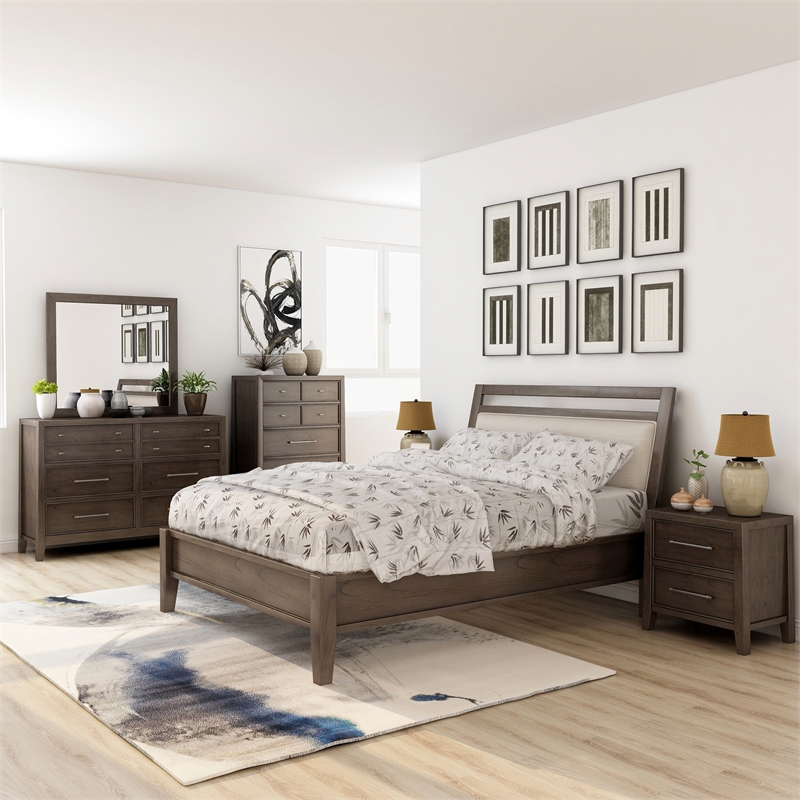 FOA Hamson Transitional 3Piece Gray Wood Bedroom Set King + 2