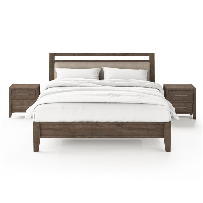 FOA Hamson Transitional 3Piece Gray Wood Bedroom Set King + 2