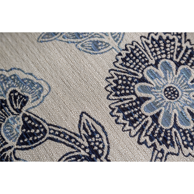 Furniture of America Calistoga Fabric 4pc Sofa Set with Floral Ottoman in Ivory