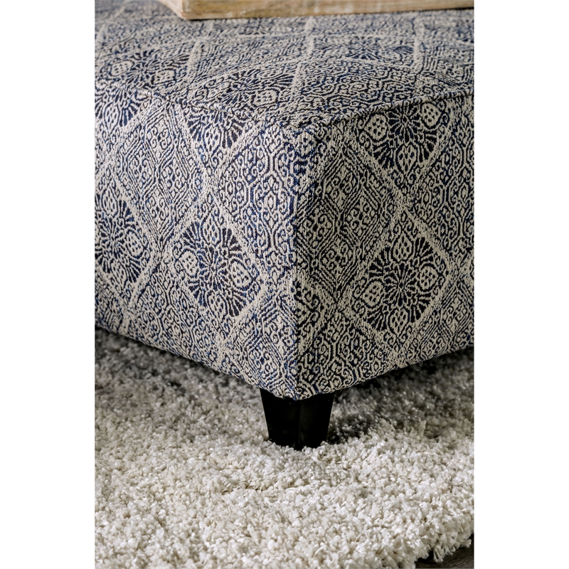Furniture of America Calistoga Fabric Ivory 4pc Sofa Set with Checkered Ottoman