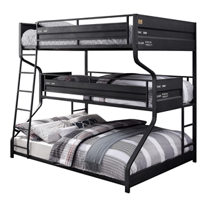 furniture of america setter metal full/twin/queen triple bunk bed in black