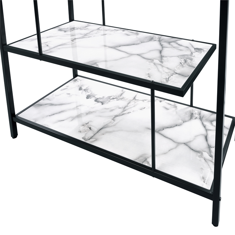 Furniture of America Lakely Metal 5-Shelf Bookcase in Black and White