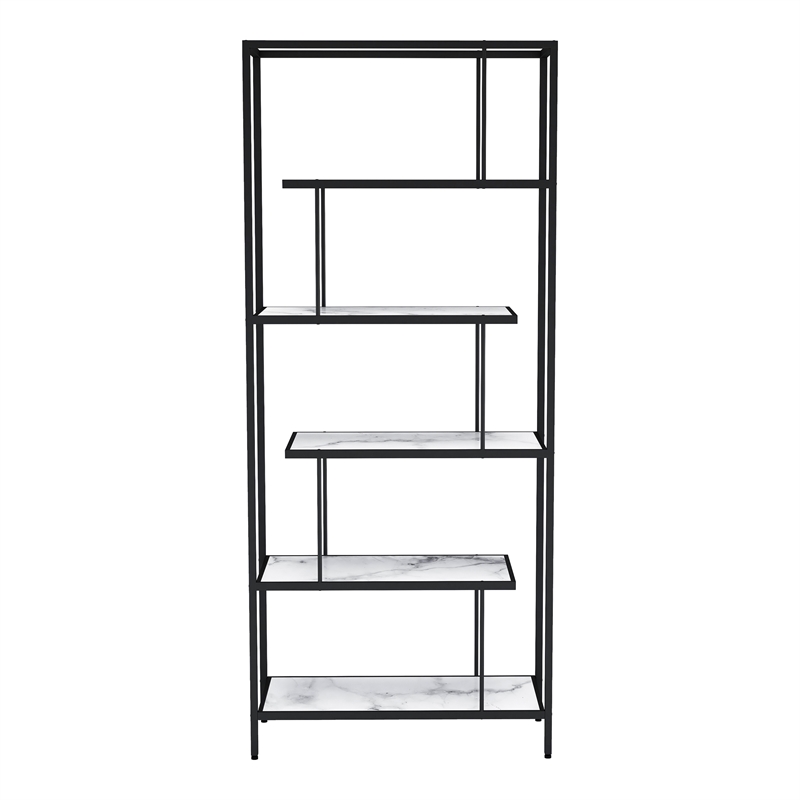 Furniture of America Lakely Metal 5-Shelf Bookcase in Black and White