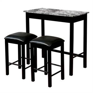 furniture of america mantsen wood 3-piece counter height table set in black