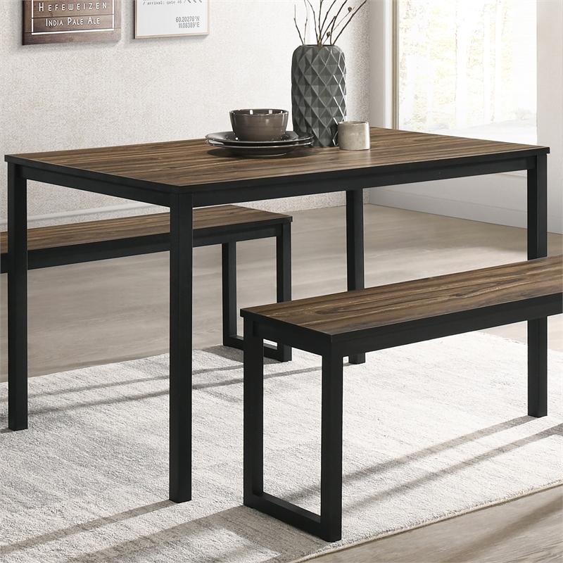Furniture of America Caritina Wood 3-Piece Counter Height Dining Set in Brown