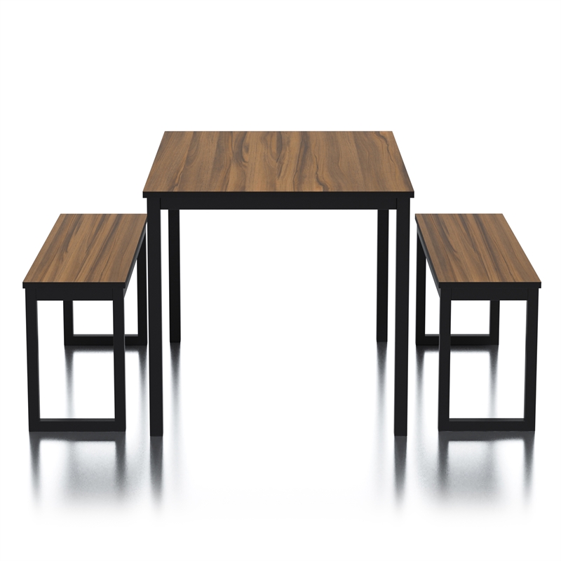 Furniture of America Caritina Wood 3-Piece Counter Height Dining Set in Brown