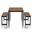 Furniture of America Caritina Wood 3-Piece Counter Height Dining Set in Brown