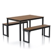Furniture of America Caritina Wood 3-Piece Counter Height Dining Set in Brown