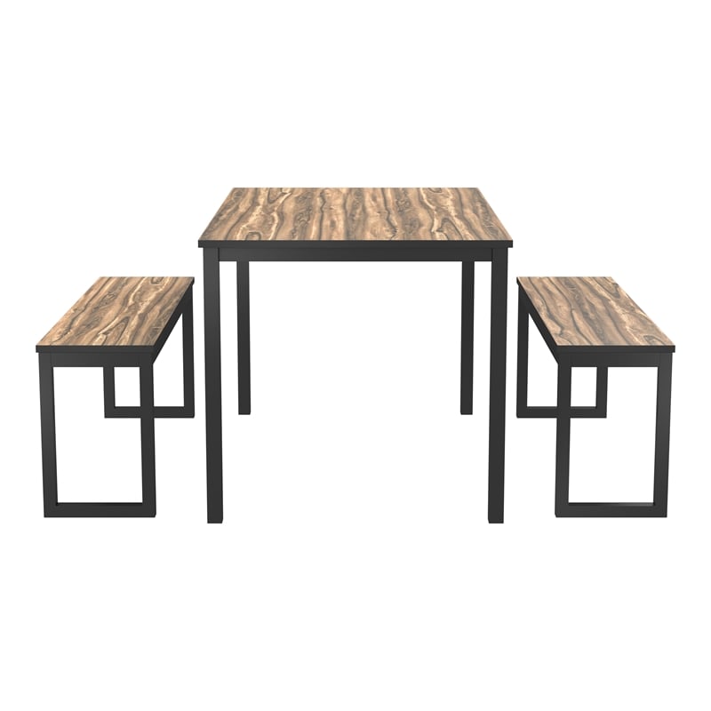Furniture of America Caritina Wood 3-Piece Counter Height Dining Set in Walnut