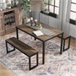 Furniture of America Caritina Wood 3-Piece Counter Height Dining Set in Walnut