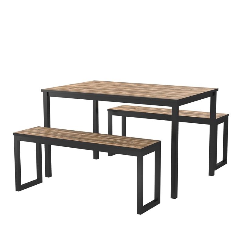 Furniture of America Caritina Wood 3-Piece Counter Height Dining Set in Walnut