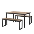 Furniture of America Caritina Wood 3-Piece Counter Height Dining Set in Walnut