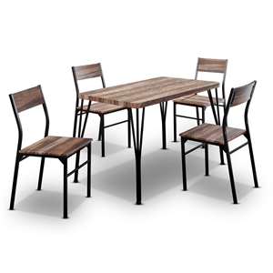 furniture of america lamount metal dining table set in natural tone