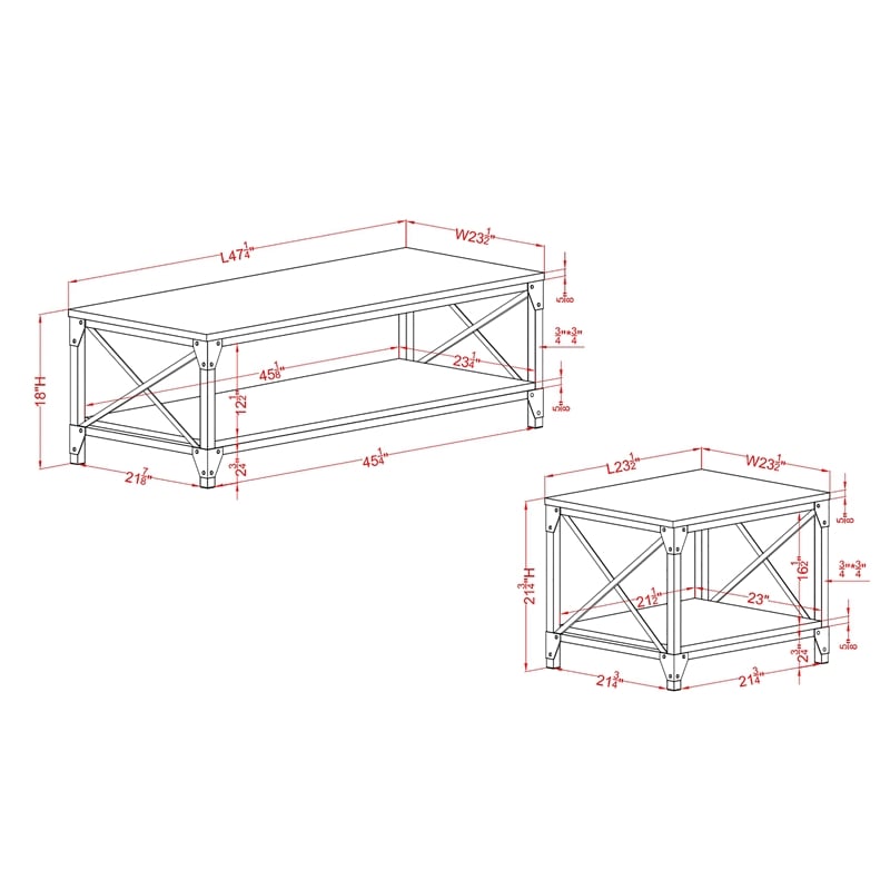 Furniture of America Clarissa Metal 3-Piece Coffee Table Set in Gray