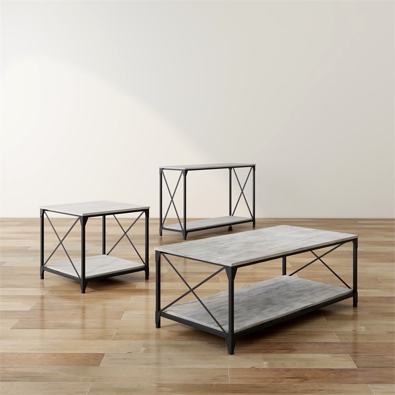 Furniture of America Clarissa Metal 3Piece Coffee Table Set in Gray