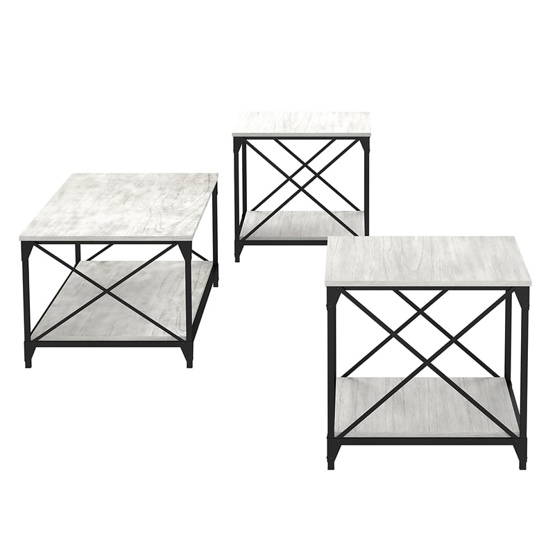 Furniture of America Clarissa Metal 3-Piece Coffee Table Set in Gray