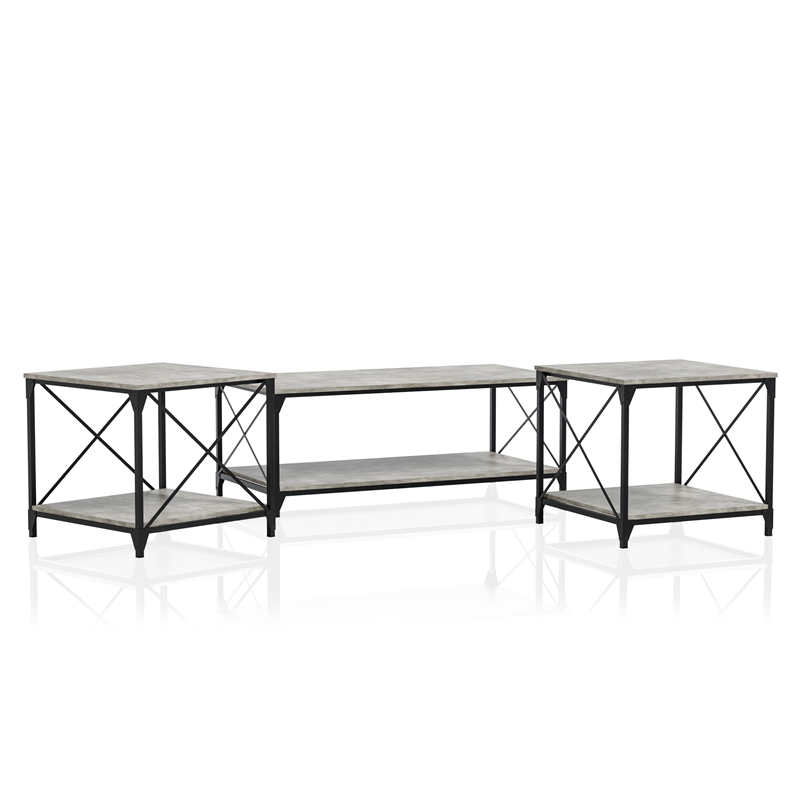 Furniture of America Clarissa Metal 3-Piece Coffee Table Set in Gray