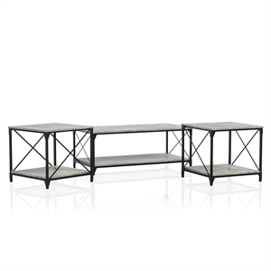 Furniture of America Clarissa Metal 3-Piece Coffee Table Set in Gray