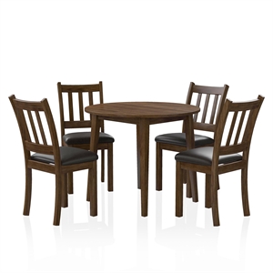 furniture of america comiga wood round dining table set in walnut