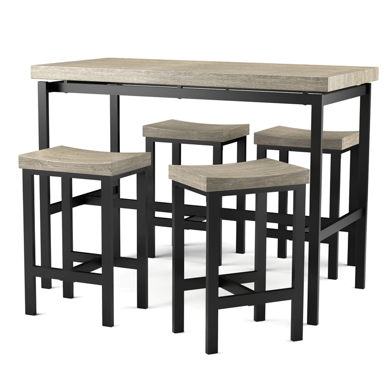 Furniture of America Sammiah Metal 5Piece Counter Height Table Set in