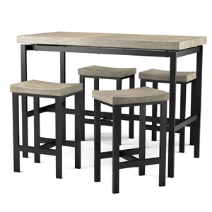 furniture of america sammiah metal 5-piece counter height table set in gray