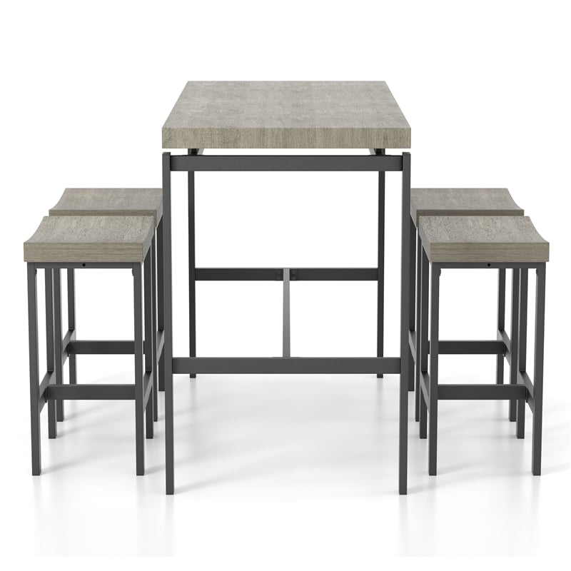 Furniture of America Sammiah Metal 5-Piece Counter Height Table Set in Gray