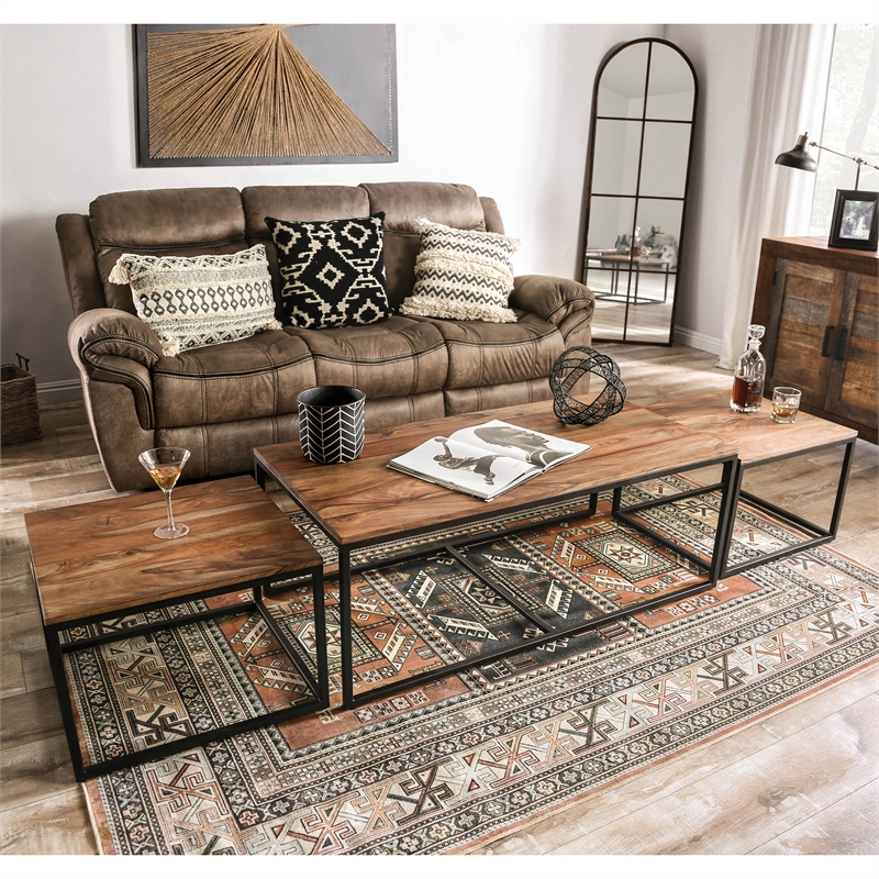 Furniture of America Druze Wood 3-Piece Nesting Coffee Table Set
