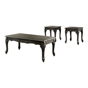 furniture of america gregoria traditional wood 3-piece coffee table set in gray