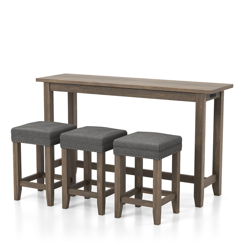 Furniture of America Sabana Wood 4-Piece Counter Height Dining Set in Gray