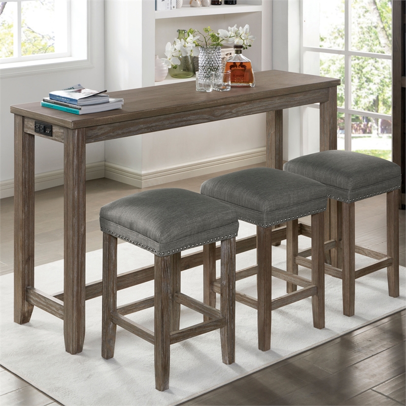 Furniture of America Sabana Wood 4-Piece Counter Height Dining Set in Gray