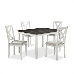 furniture of america elda wood dining table set in distressed white