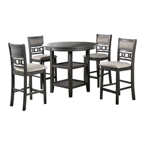 furniture of america cristor wood 5-piece counter dining table set in gray