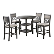 Furniture of America Cristor Solid Wood 5-Piece Counter Dining Table Set in Gray
