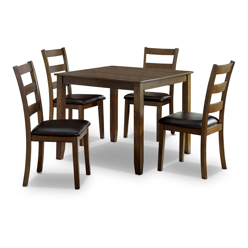 Furniture of America Jaylye Transitional Wood 5-Piece Dining Table Set in Walnut