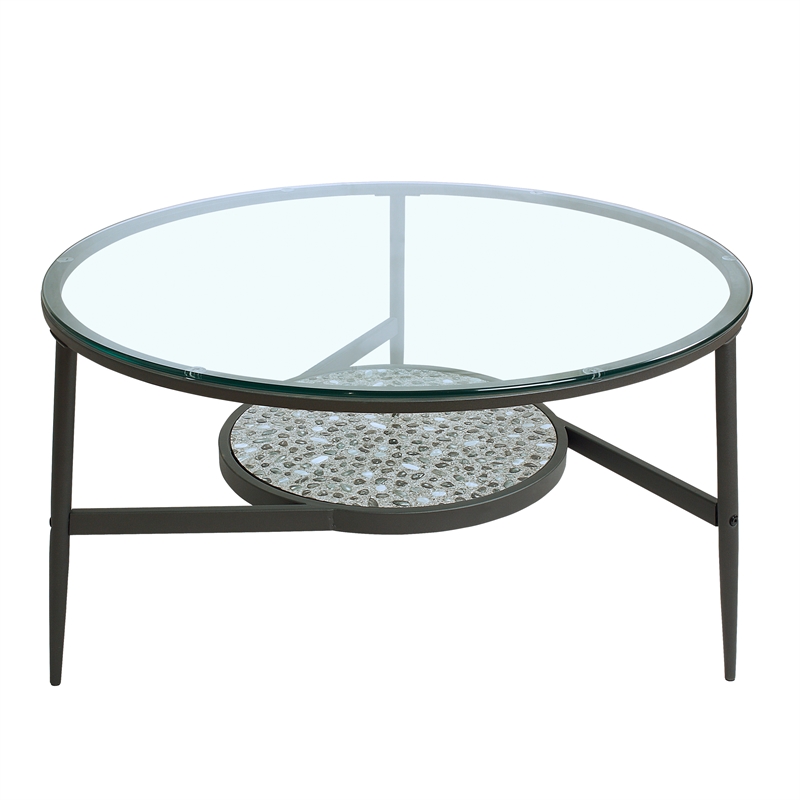 Furniture of America Fornya Casual Metal 3-Piece Nesting Table Set in Gray