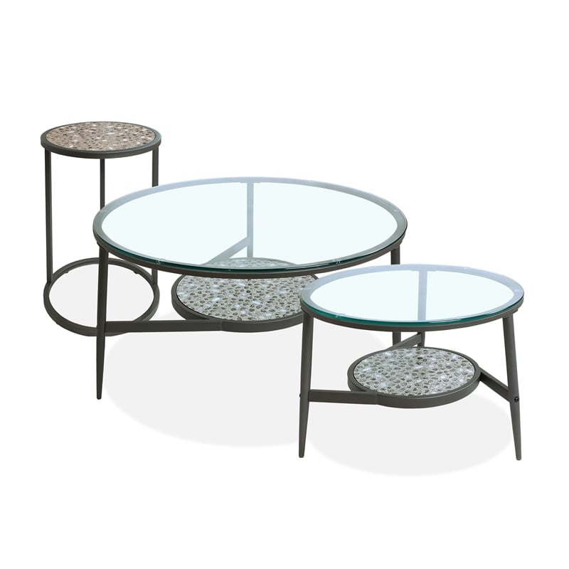 Furniture of America Fornya Casual Metal 3-Piece Nesting Table Set in Gray