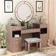 Furniture of America Sparke Wood 3-Piece Vanity Set with LED in Pink