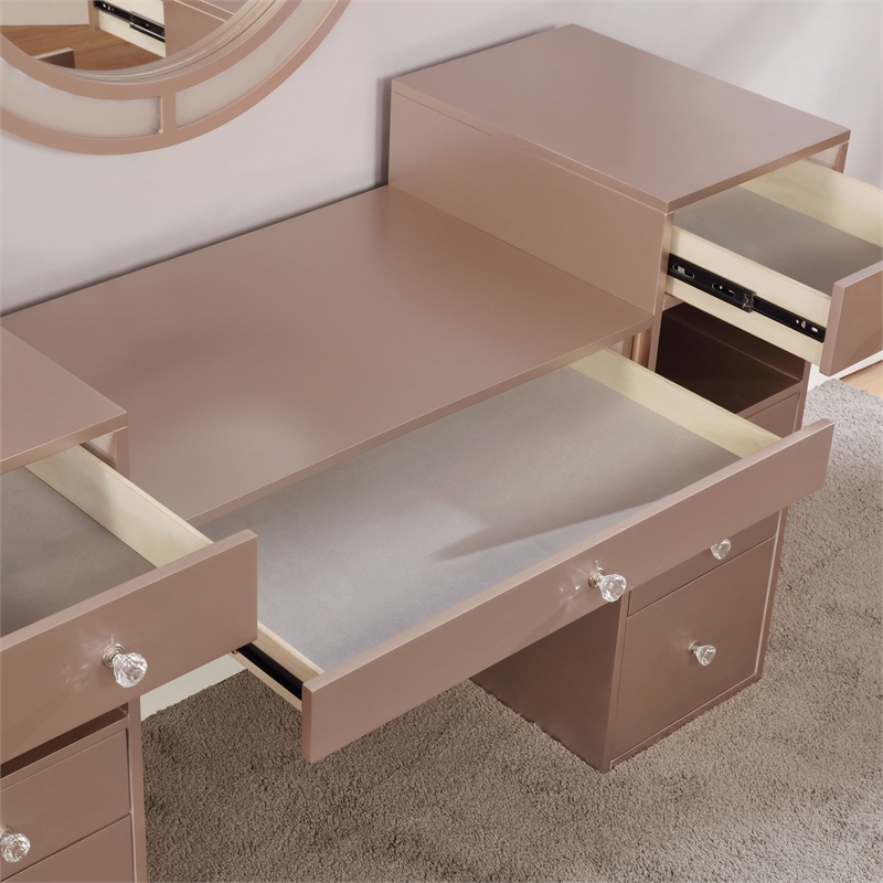 Furniture of America Sparke Wood 3-Piece Vanity Set with LED in Pink