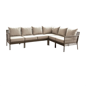 furniture of america loup aluminum cushioned patio sectional in gray