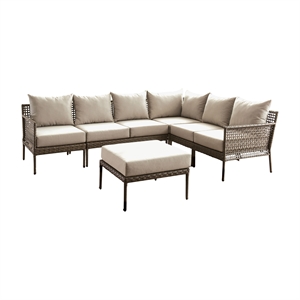 furniture of america loup aluminum patio sectional with ottoman in gray