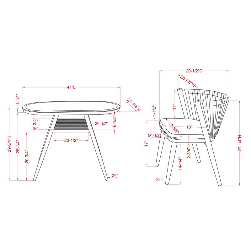 Furniture of America Morah Aluminum 3-Piece Dining Table Set in Gray