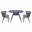 Furniture of America Morah Aluminum 3-Piece Dining Table Set in Gray