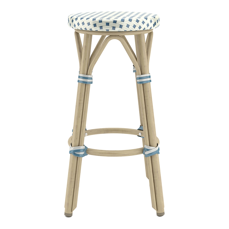 Furniture of America Binde Aluminum 26-inch Patio Barstool in Blue (Set of 2)