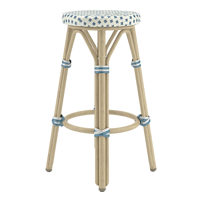 Furniture of America Binde Aluminum 26-inch Patio Barstool in Blue (Set of 2)