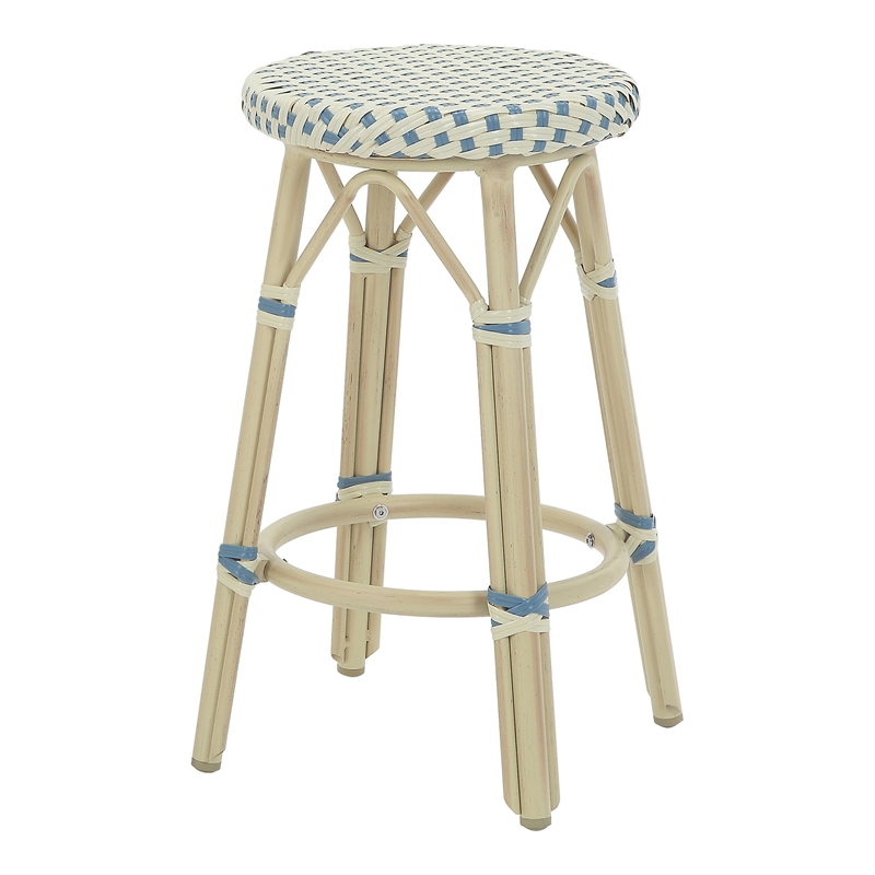 Furniture of America Binde Aluminum 26-inch Patio Barstool in Blue (Set of 2)